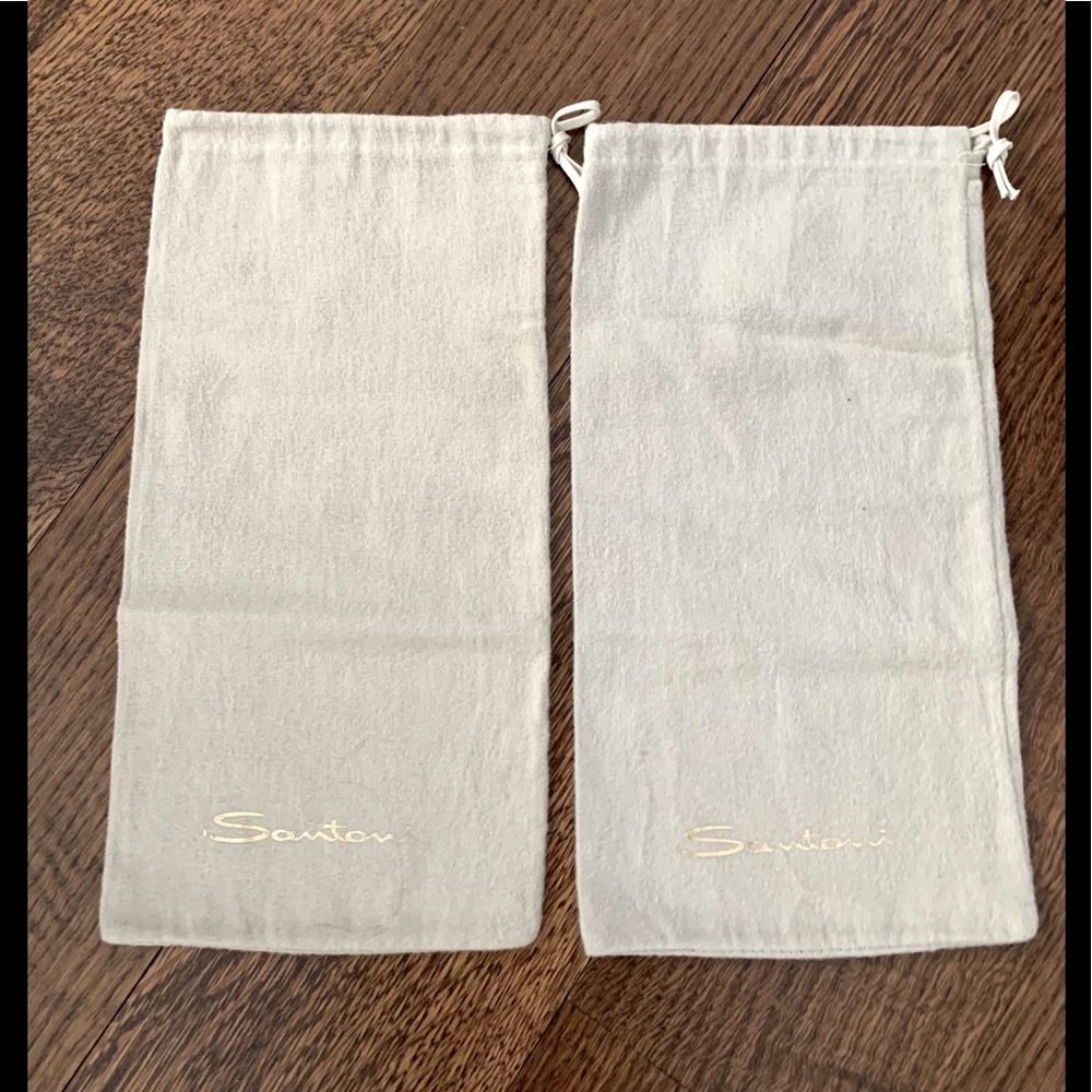 Santoni Dust Bags (pair). Soft white flannel.